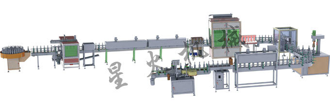 送瓶洗瓶烘干8頭灌裝封口貼標生產線